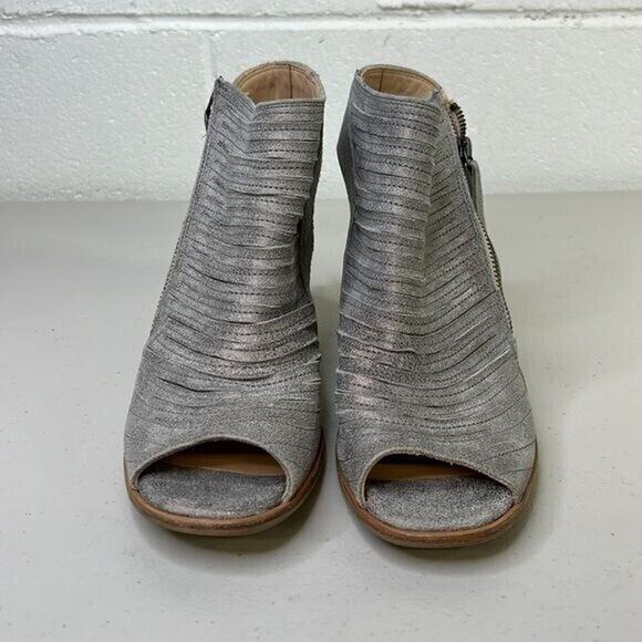 Paul Green Cayanne Peep Toe High Heel Booties Smoke Brush Metallic Sz6.5 boot - Picture 6 of 7